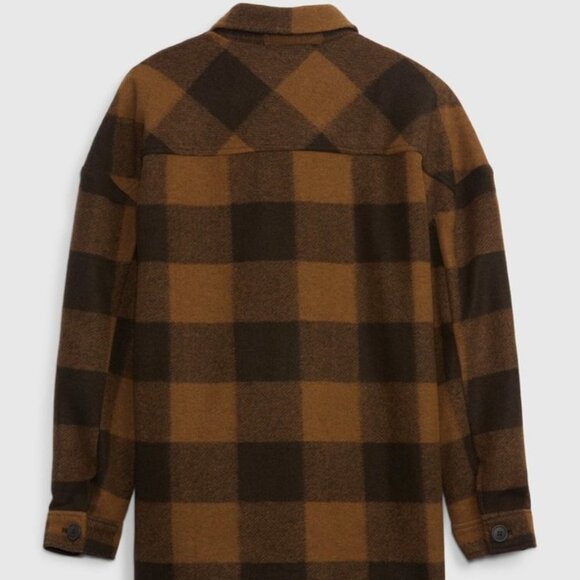 GAP Teens Plaid Shacket Brown - Picture 4 of 6